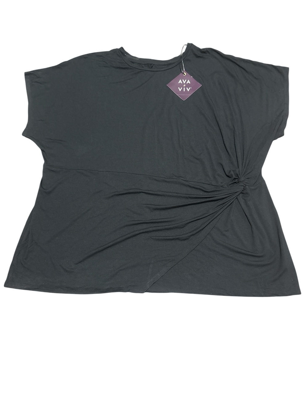 Ava & Viv Black Short-Sleeve Side Twist Tee